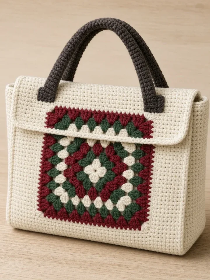 Granny-Taschenklappe häkeln – kostenlose Anleitung