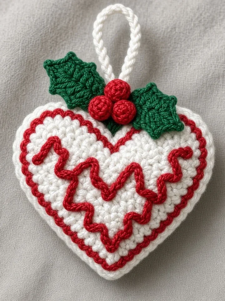 Lebkuchen-Herz Schlüsselanhänger häkeln – kostenlose Anleitung