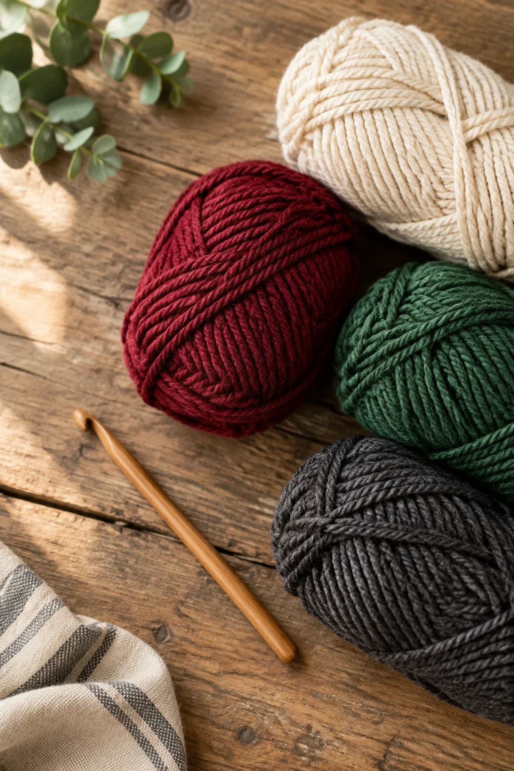 Material-Flatlay mit Garn, Nadel und Markierern