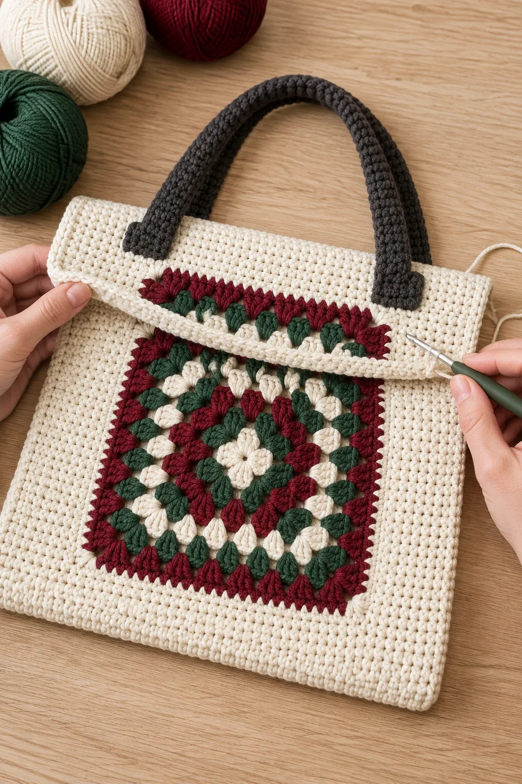 Zwischenschritt: Granny-Klappe in Arbeit